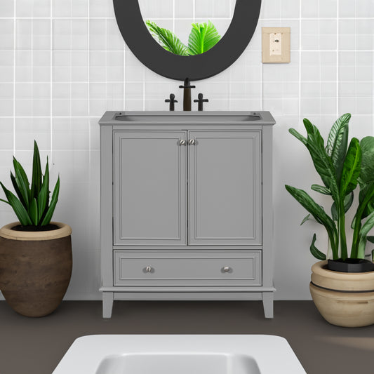30 inch bathroom vanity no sink  base only gray